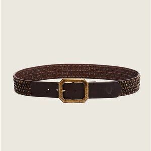 True Religion Studded Brown Leather Belt